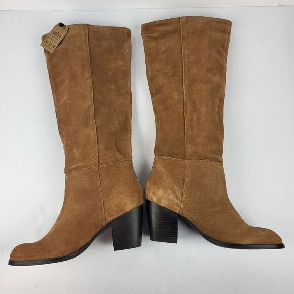 Crevo Women's Boots Size 8.5 Atty Suede Chestnut Leather Suede Shoes Riding - Picture 15 of 16